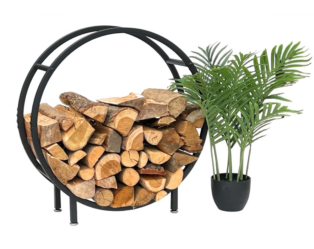DanDiBo Firewood Rack Indoor Metal Black Standing Round 60 cm Firewood Stand 96468 Firewood Holder Firewood Rack Firewood Rack