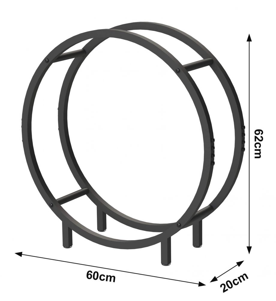 DanDiBo Firewood Rack Indoor Metal Black Standing Round 60 cm Firewood Stand 96468 Firewood Holder Firewood Rack Firewood Rack