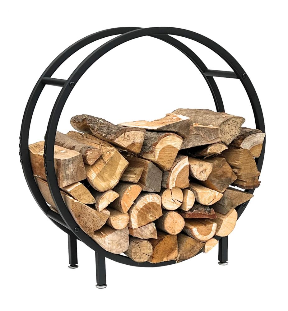 DanDiBo Firewood Rack Indoor Metal Black Standing Round 60 cm Firewood Stand 96468 Firewood Holder Firewood Rack Firewood Rack