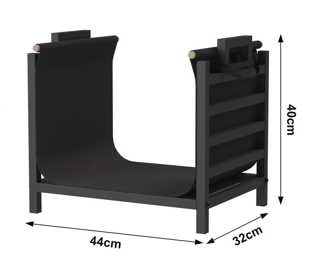DanDiBo Kaminholzregal Innen Metall Schwarz Stehend mit Tragetasche 45 cm Kaminholzständer 96466 Kaminholzhalter Brennholzregal Feuerholzregal