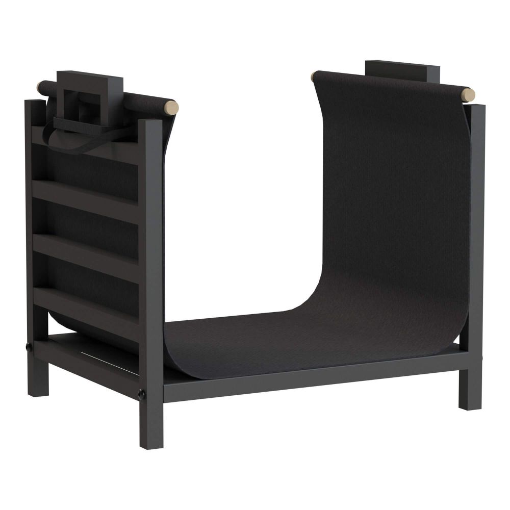 DanDiBo Kaminholzregal Innen Metall Schwarz Stehend mit Tragetasche 45 cm Kaminholzständer 96466 Kaminholzhalter Brennholzregal Feuerholzregal