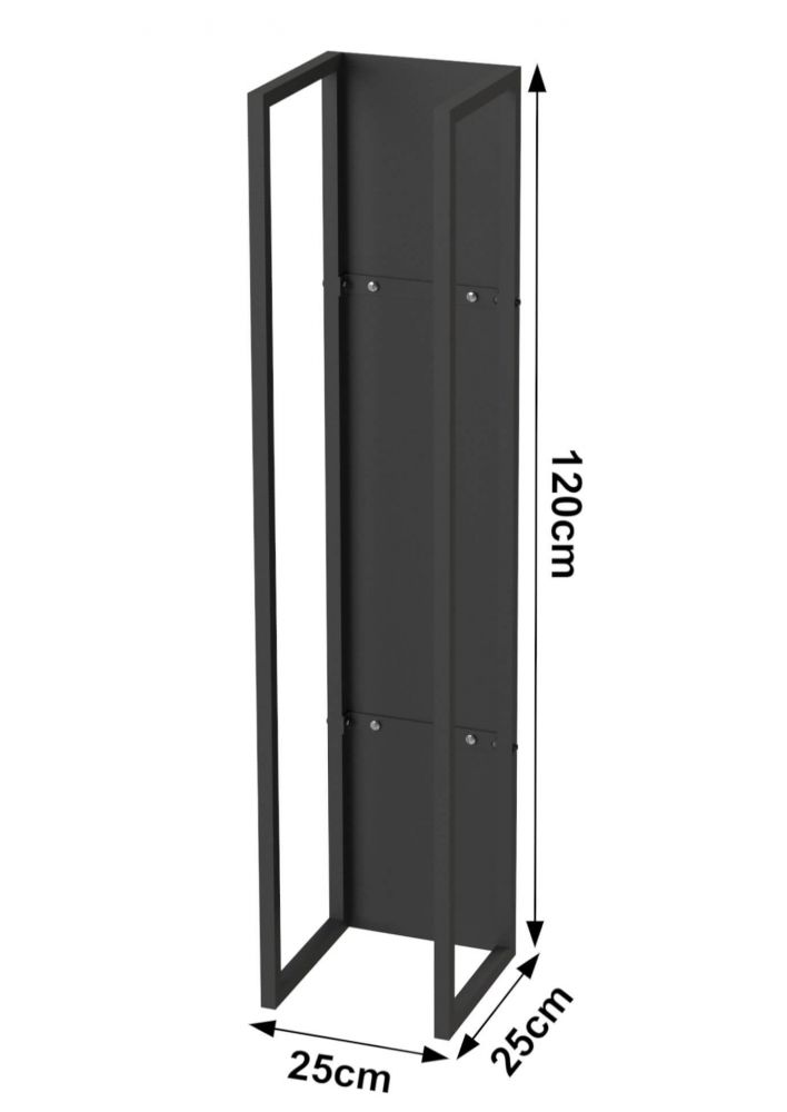 DanDiBo Kaminholzregal Innen Metall Schwarz Kaminholzständer 120 cm mit Rückwand an der Wand Hängend 96465 Holzkorb Kaminholzhalter Holzregal