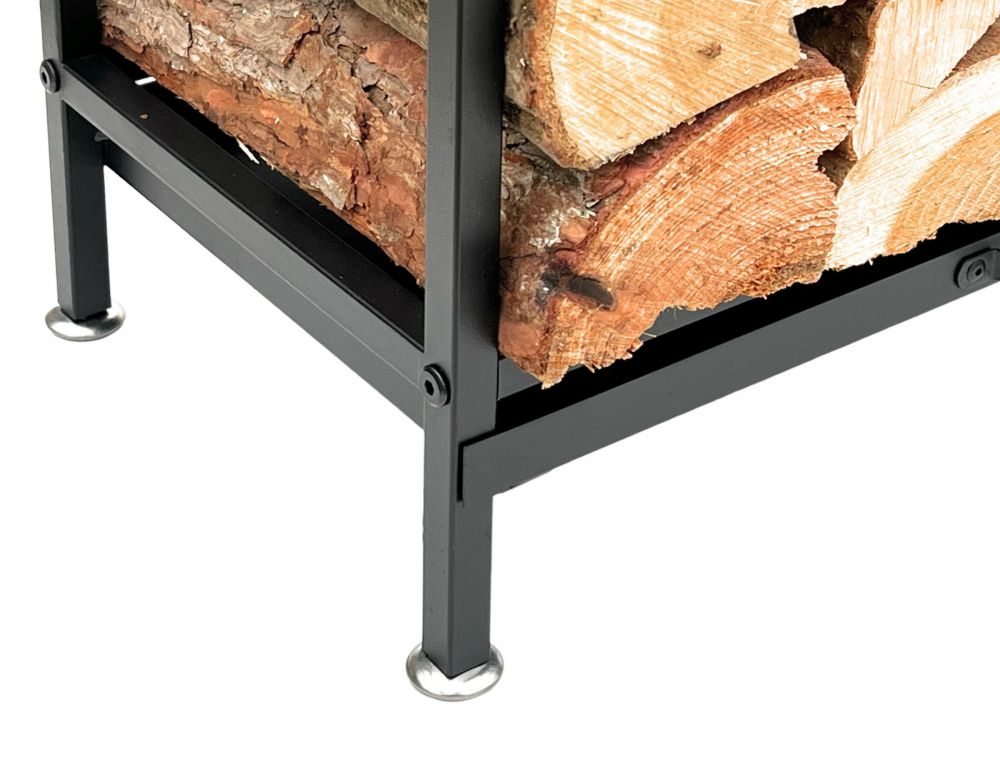 DanDiBo Kaminholzregal Innen Metall Schwarz Kaminholzständer 80 cm mit Schublade 96356 Holzkorb Kaminholzhalter Holzregal
