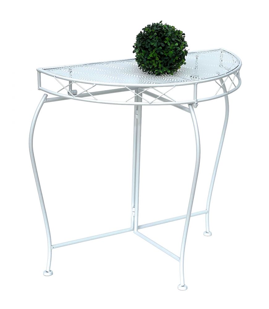 DanDiBo Konsolentisch Wandtisch Weiss 96313 Beistelltisch Metall 75 cm Gartentisch Halbtisch Tisch Halbrund Halbrundtisch Wandkonsole Konsole Wand