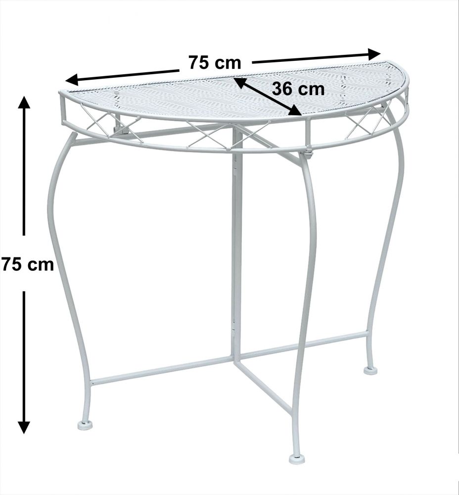 DanDiBo console table wall table white 96313 side table metal 75 cm garden table half table table half round half round table wall console console wall