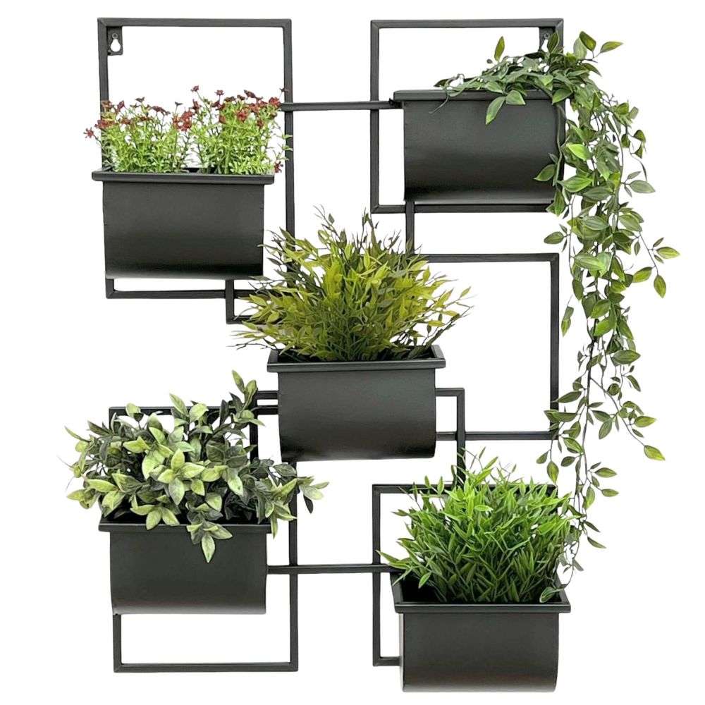 DanDiBo Kräuterregal Küche Wand Metall Schwarz 96525 Wandregal Blumenregal Pflanzenhalter Wandblumenhalter Modern