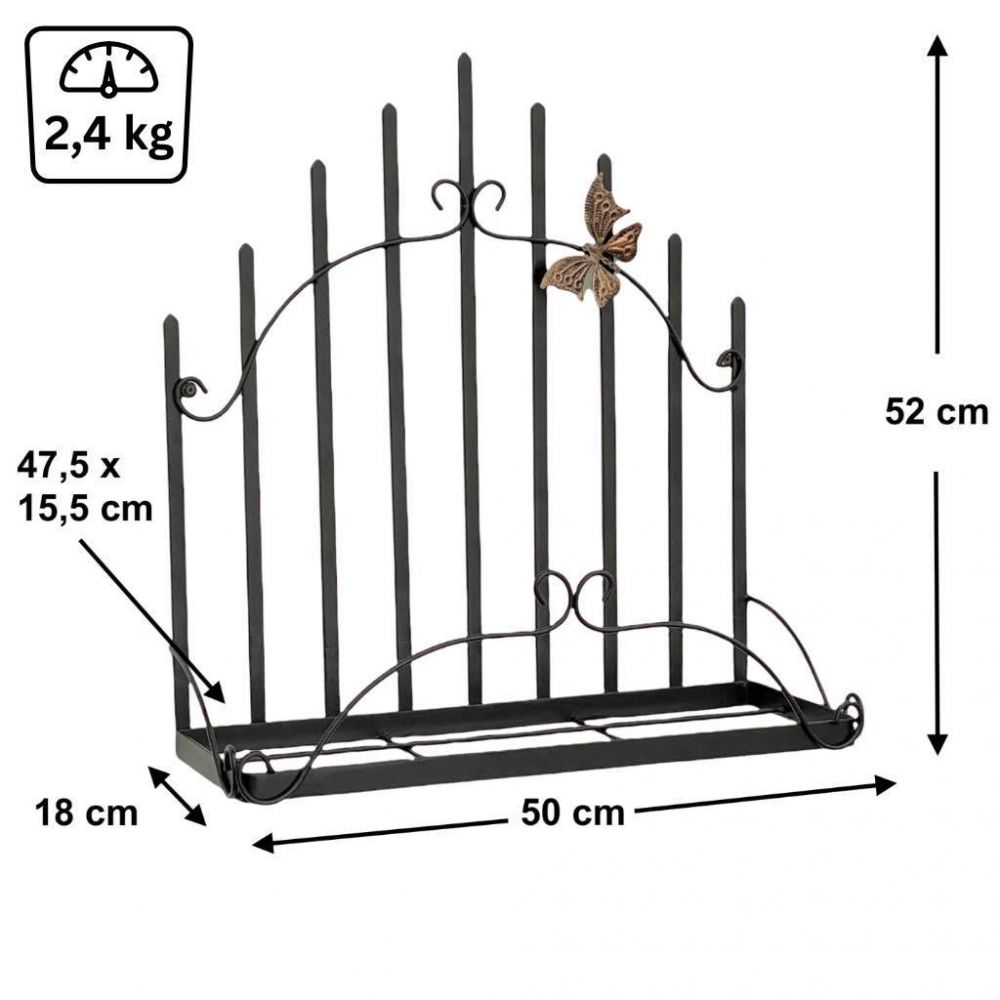 DanDiBo Kräuterregal Kücheregal Balkonregal Wand Metall Schwarz 96237 Wandregal Blumenregal Pflanzenhalter Wandblumenhalter Küche Balkon