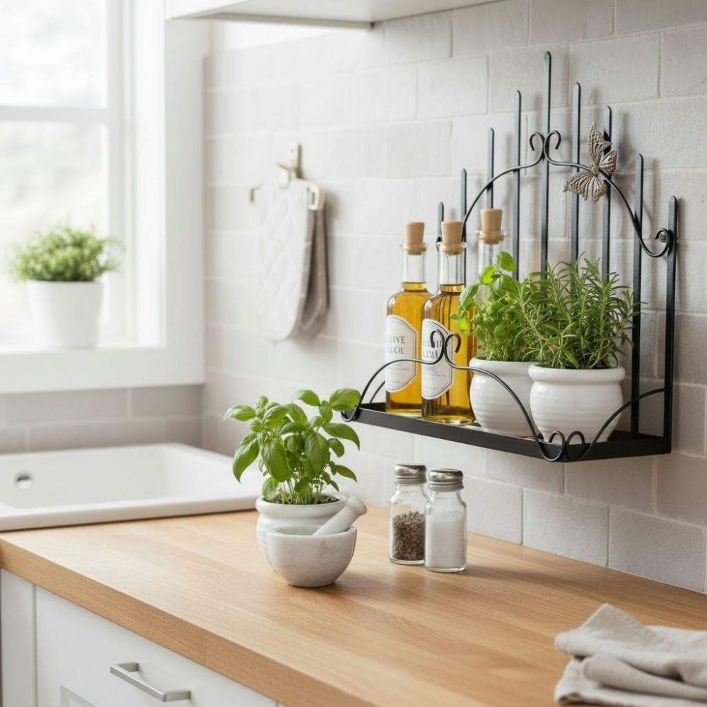 DanDiBo Kräuterregal Kücheregal Balkonregal Wand Metall Schwarz 96237 Wandregal Blumenregal Pflanzenhalter Wandblumenhalter Küche Balkon