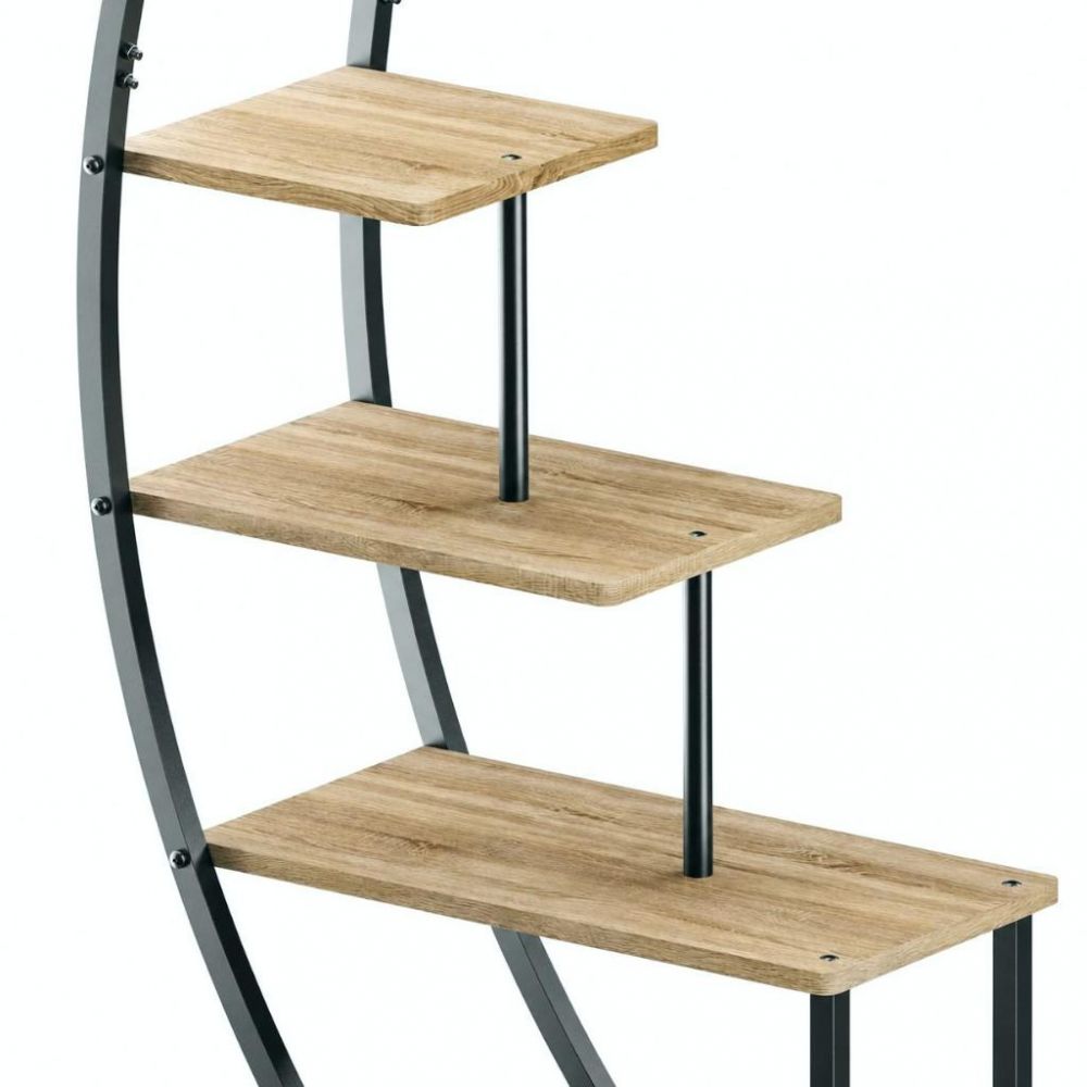DanDiBo Pflanzenregal Indoor Blumenregal 170 cm Hoch Metall Schwarz Halbrund 96700 Blumentreppe Groß Rund Pflanzenständer plant stand