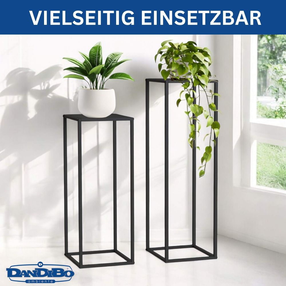 DanDiBo plant stand metal black square 2-piece set 96587 side table high flower stool flower stand modern design