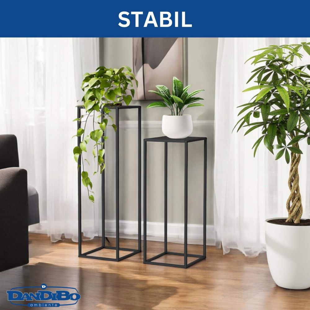 DanDiBo plant stand metal black square 2-piece set 96587 side table high flower stool flower stand modern design