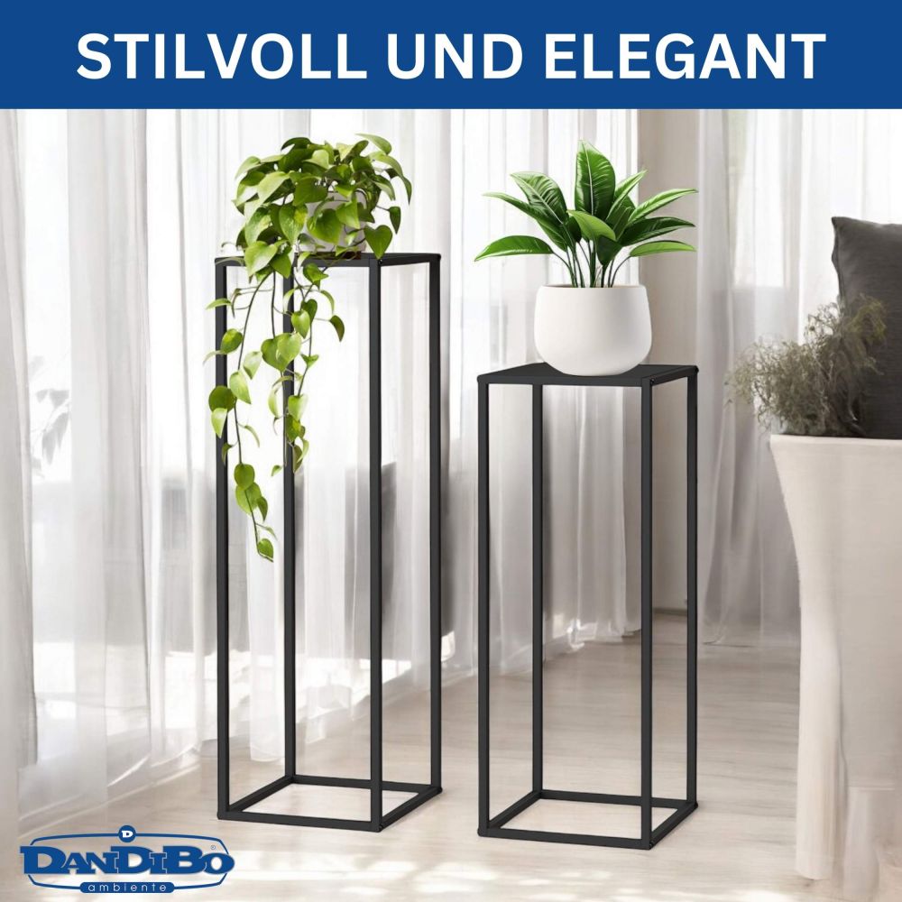 DanDiBo plant stand metal black square 2-piece set 96587 side table high flower stool flower stand modern design
