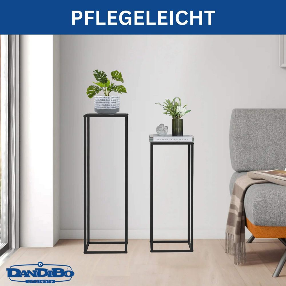 DanDiBo plant stand metal black square 2-piece set 96587 side table high flower stool flower stand modern design