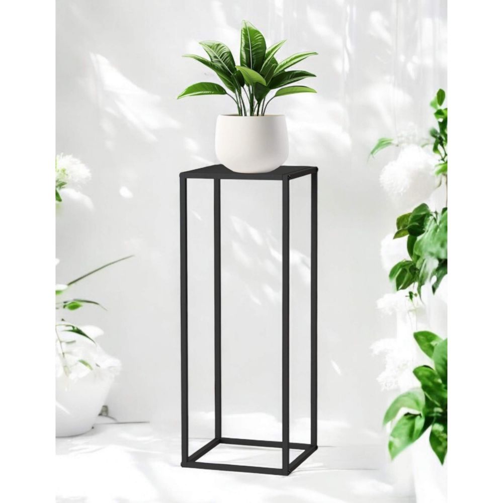 DanDiBo Pflanzenständer Metall Schwarz Eckig 80 cm 96588 Beistelltisch Hoch Blumenhocker Blumenständer Design Modern
