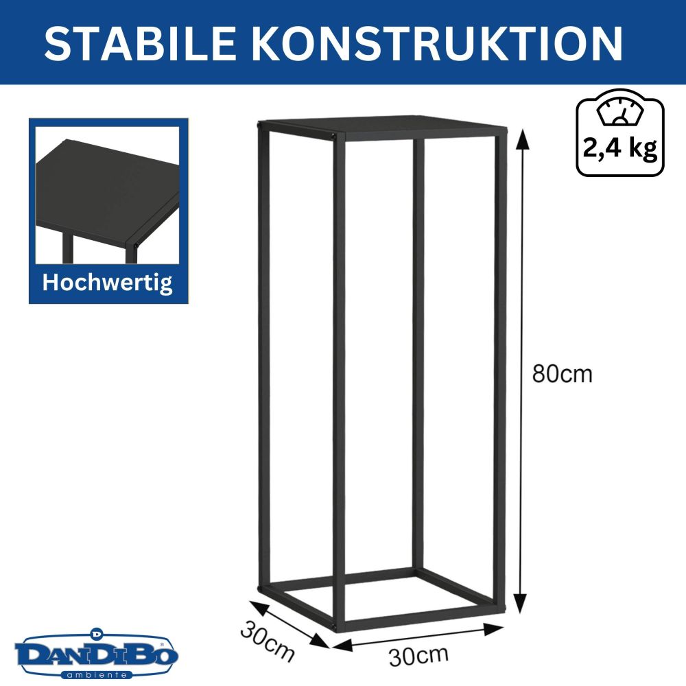 DanDiBo Pflanzenständer Metall Schwarz Eckig 80 cm 96588 Beistelltisch Hoch Blumenhocker Blumenständer Design Modern