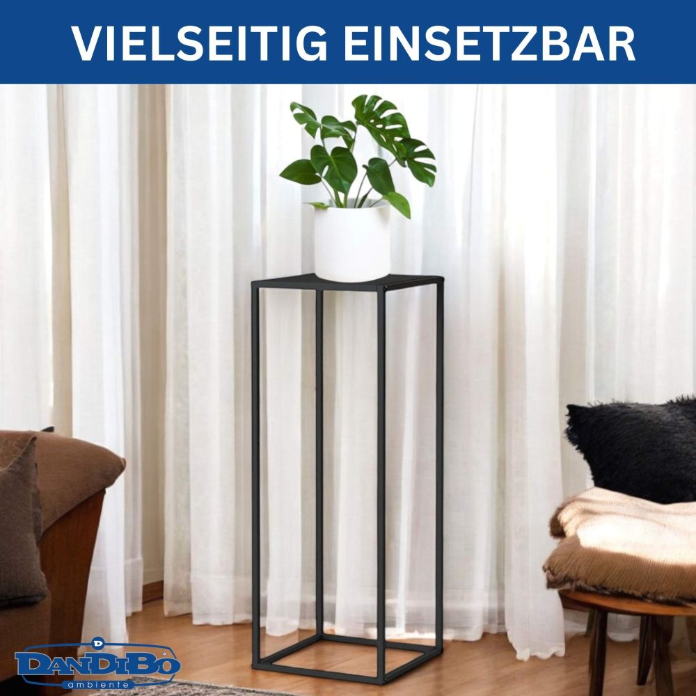 DanDiBo Pflanzenständer Metall Schwarz Eckig 80 cm 96588 Beistelltisch Hoch Blumenhocker Blumenständer Design Modern