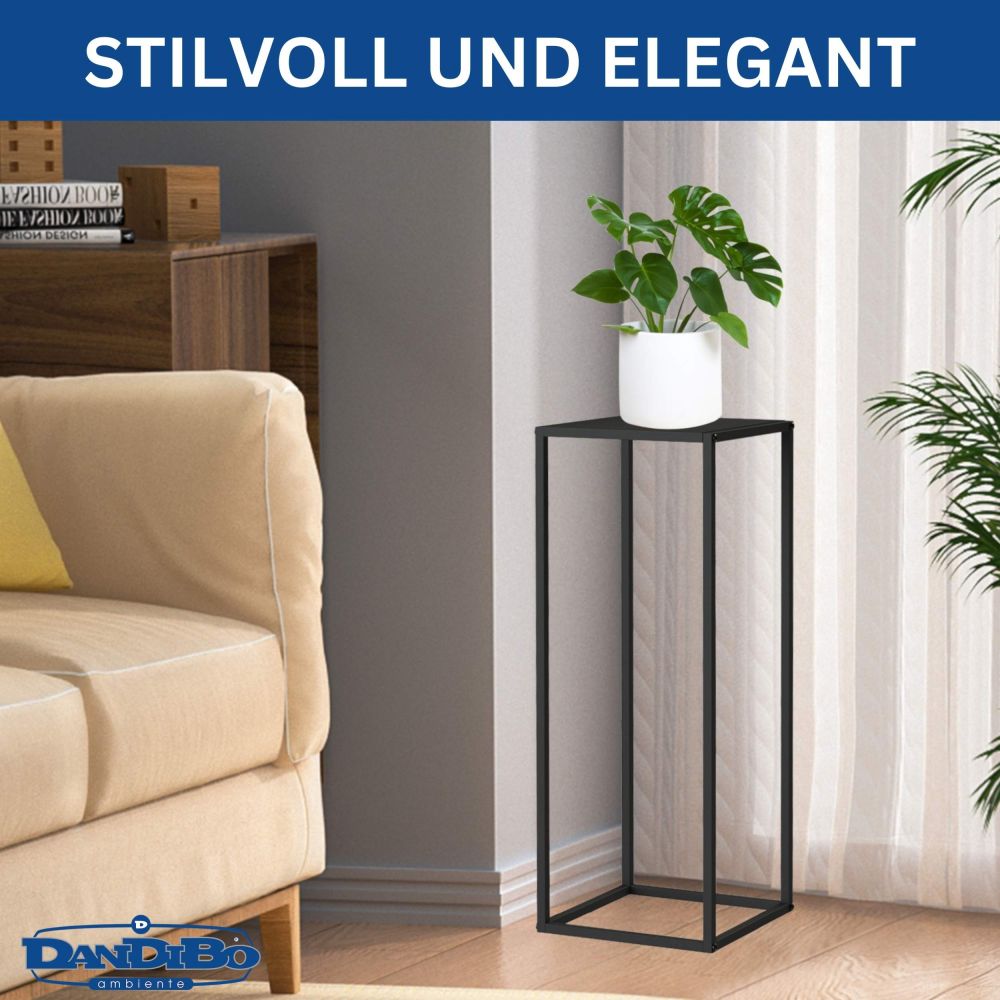 DanDiBo Pflanzenständer Metall Schwarz Eckig 80 cm 96588 Beistelltisch Hoch Blumenhocker Blumenständer Design Modern