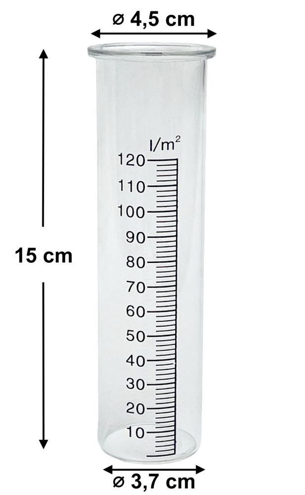 DanDiBo Regenmesser Glas 15 cm 85643 - Ersatzglas für Niederschlagsmesser Wetterfrosch, Eulen, Hase, Schnecke