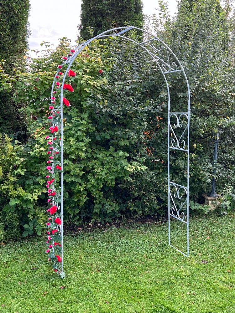DanDiBo Rosenbogen Metall Verzinkt Massiv 120 cm Torbogen 96521 Wetterfest Rundbogen Volleisen Rankhilfe Gartenbogen Feuerverzinkt