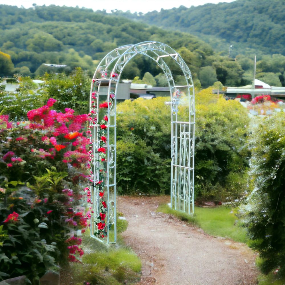 DanDiBo Rose arch Galvanised Solid 140 cm Archway 96522 Weatherproof Round arch Solid iron climbing aid Garden arch Hot-dip galvanised