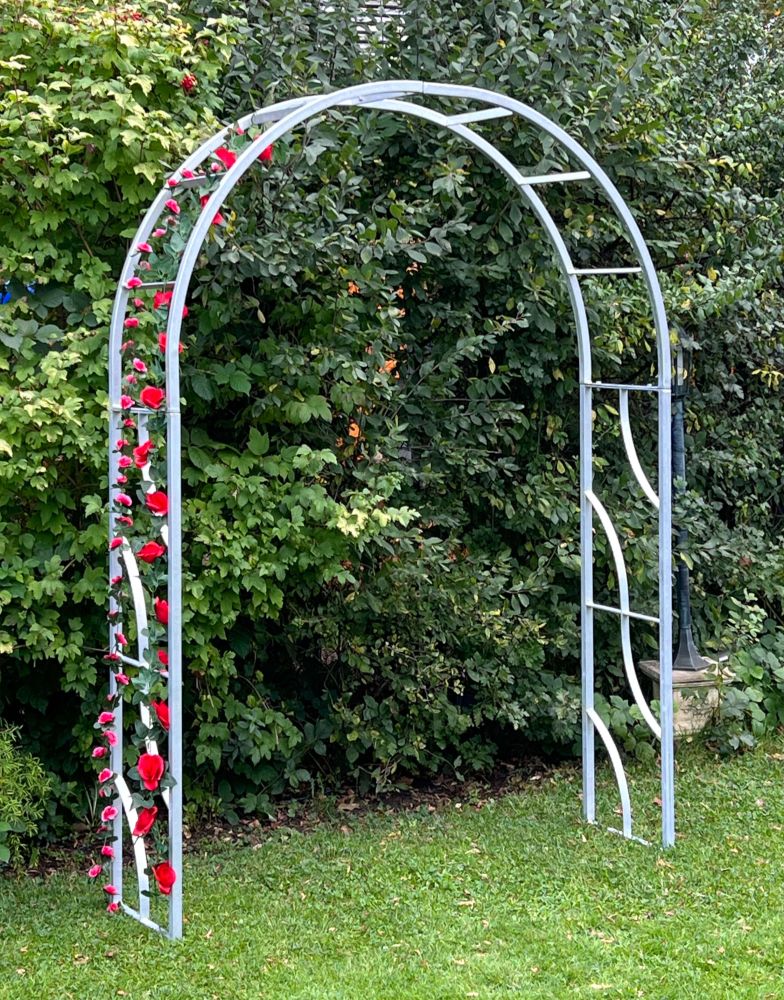 DanDiBo Rosenbogen Metall Verzinkt Massiv 150 cm Torbogen 96516 Wetterfest Rundbogen Volleisen Rankhilfe Gartenbogen Feuerverzinkt