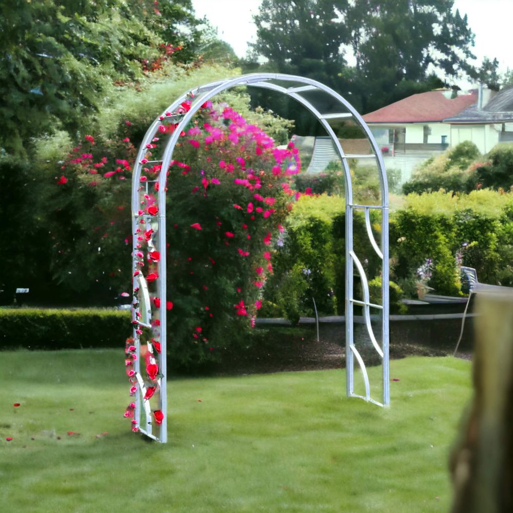 DanDiBo Rosenbogen Metall Verzinkt Massiv 150 cm Torbogen 96516 Wetterfest Rundbogen Volleisen Rankhilfe Gartenbogen Feuerverzinkt