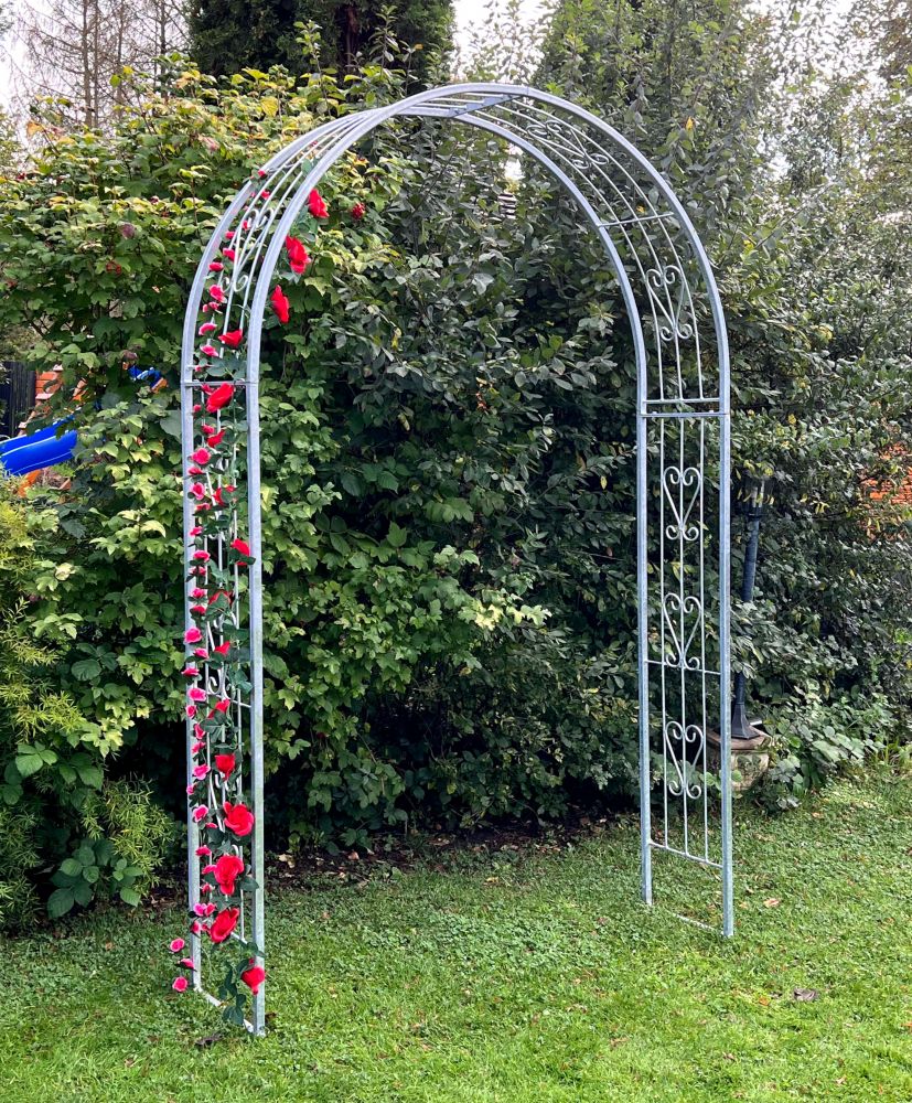 DanDiBo Rosenbogen Metall Verzinkt Massiv 150 cm Torbogen 96520 Wetterfest Rundbogen Volleisen Rankhilfe Gartenbogen Feuerverzinkt
