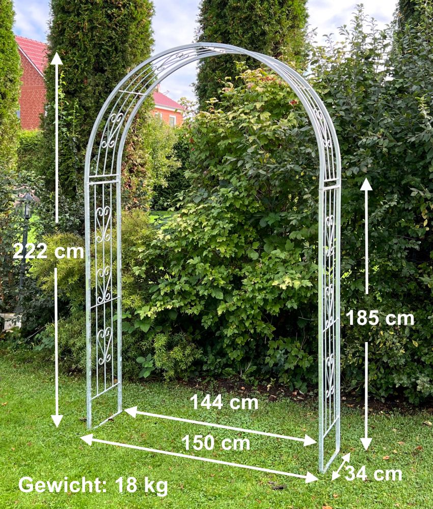 DanDiBo Rosenbogen Metall Verzinkt Massiv 150 cm Torbogen 96520 Wetterfest Rundbogen Volleisen Rankhilfe Gartenbogen Feuerverzinkt