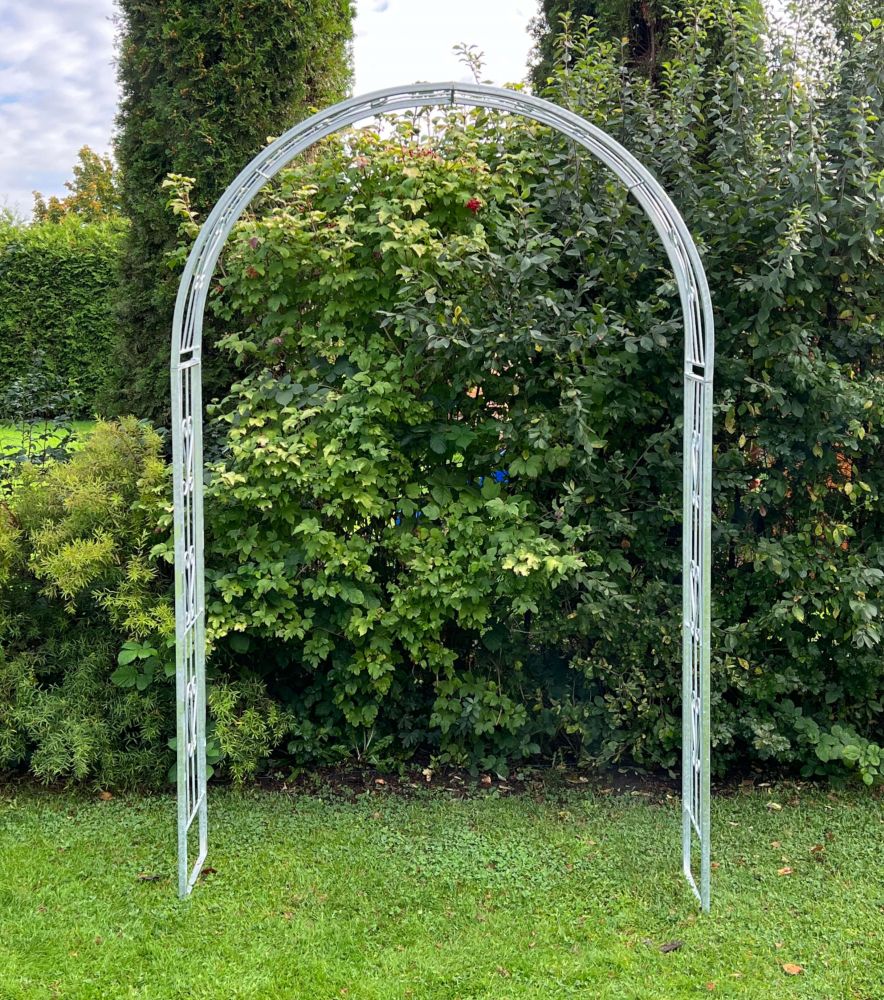 DanDiBo Rosenbogen Metall Verzinkt Massiv 150 cm Torbogen 96520 Wetterfest Rundbogen Volleisen Rankhilfe Gartenbogen Feuerverzinkt