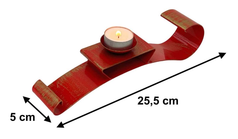 DanDiBo Sleigh Red Metal Standing Christmas Decoration Deco Christmas Candle Holder Tealight Holder Winter Modern