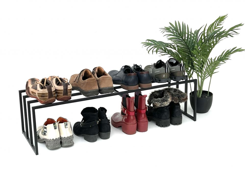 DanDiBo Schuhregal Metall Schwarz 1 Ebene 96551 Schuhablage Schuhständer Modern Stabil Massiv Schuhschrank Ablage