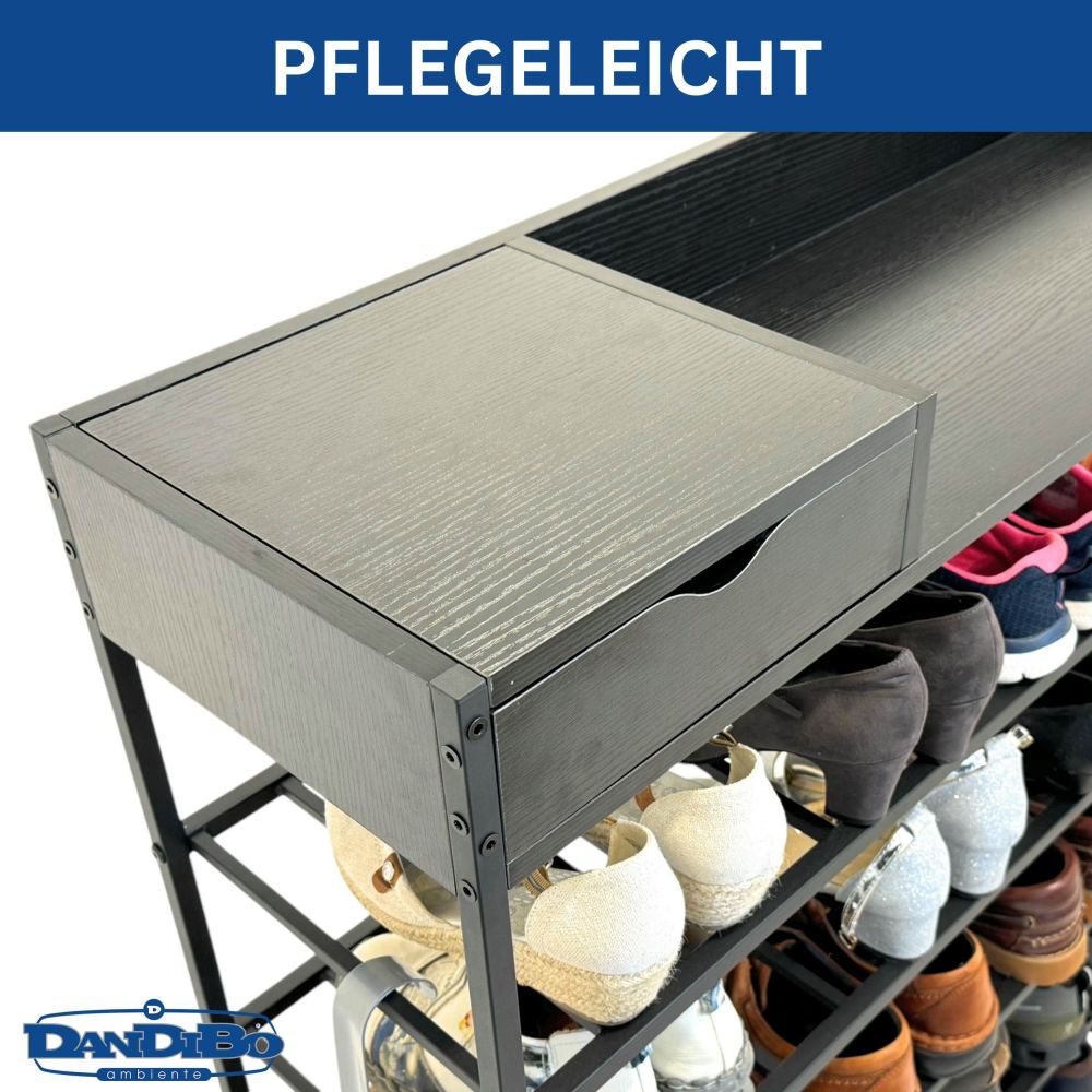 DanDiBo Shoe Rack Space-Saving Metal Black Modern 6 Tiers 100 cm with Shelf Shoe Stand with Storage Shoe Organizer Shoe Storage Shelf Design