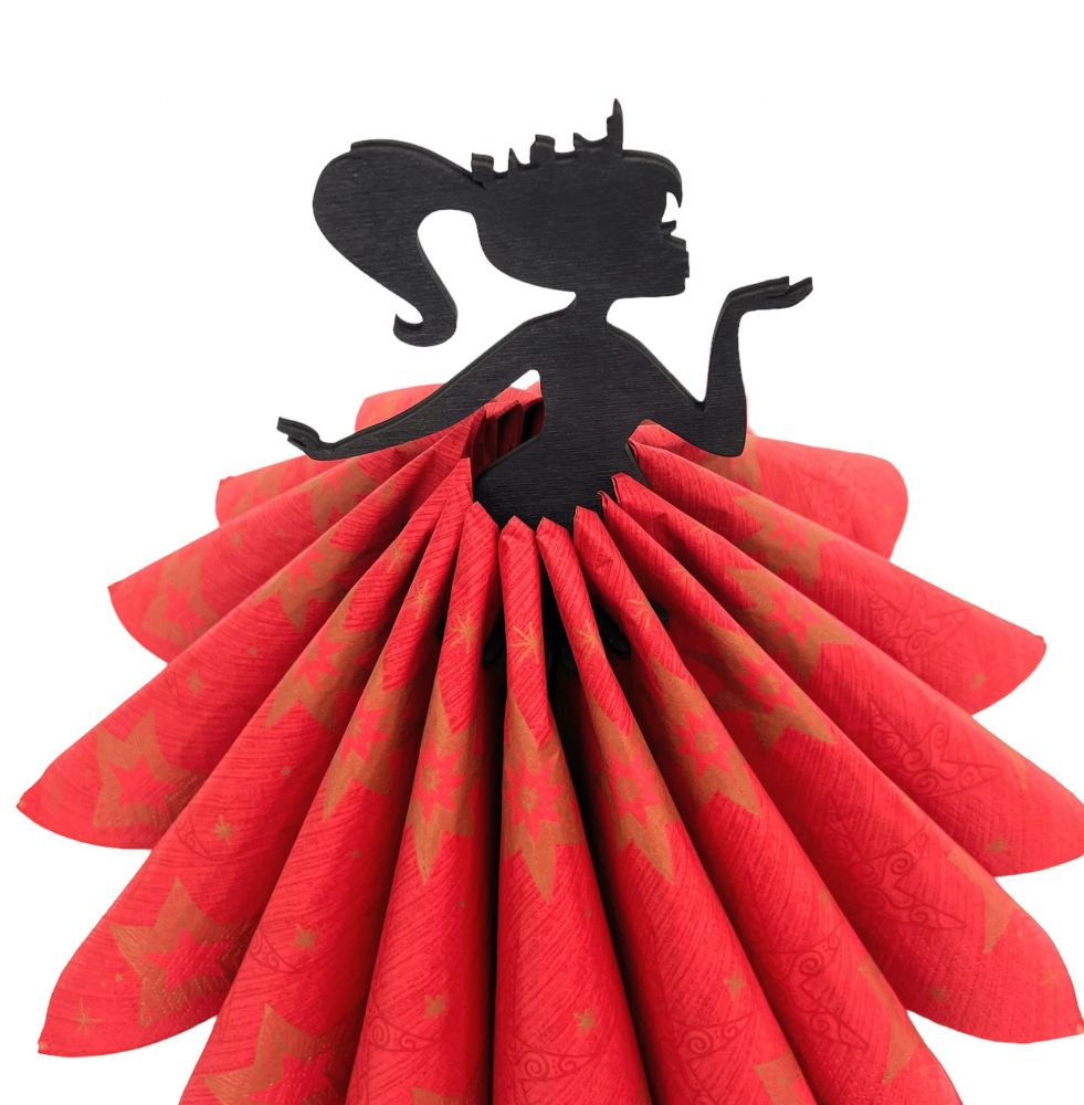 DanDiBo napkin holder black vintage wooden 28 cm napkin holder girl princess 96397 free-standing stand tablecloth dispenser