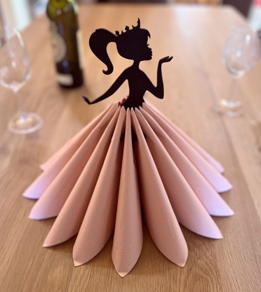 DanDiBo napkin holder black vintage wooden 28 cm napkin holder girl princess 96397 free-standing stand tablecloth dispenser