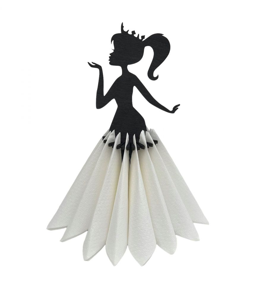 DanDiBo napkin holder black vintage wooden 28 cm napkin holder girl princess 96397 free-standing stand tablecloth dispenser