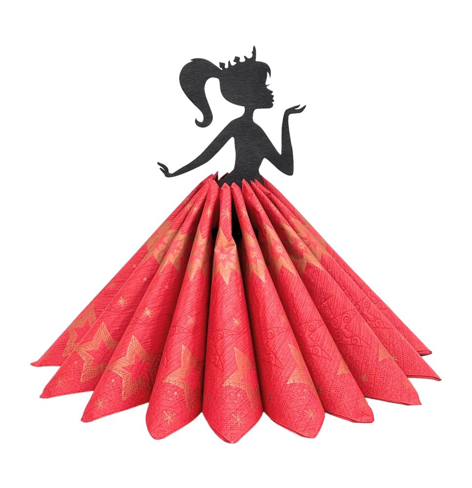 DanDiBo napkin holder black vintage wooden 28 cm napkin holder girl princess 96397 free-standing stand tablecloth dispenser