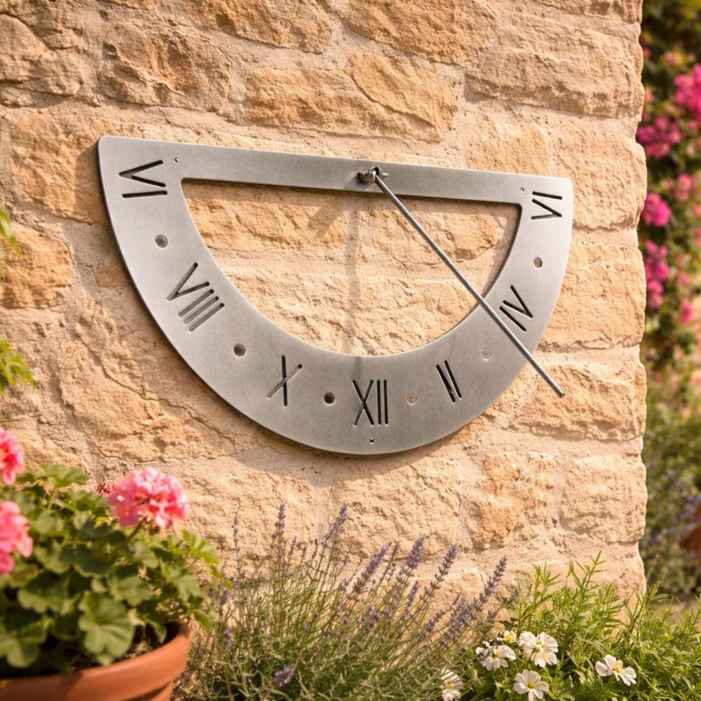 DanDiBo Sonnenuhr Edelstahl für die Wand 70 cm Rostfrei 96687 Ausrichtbar Wetterfest Gartenuhr Modern Metall