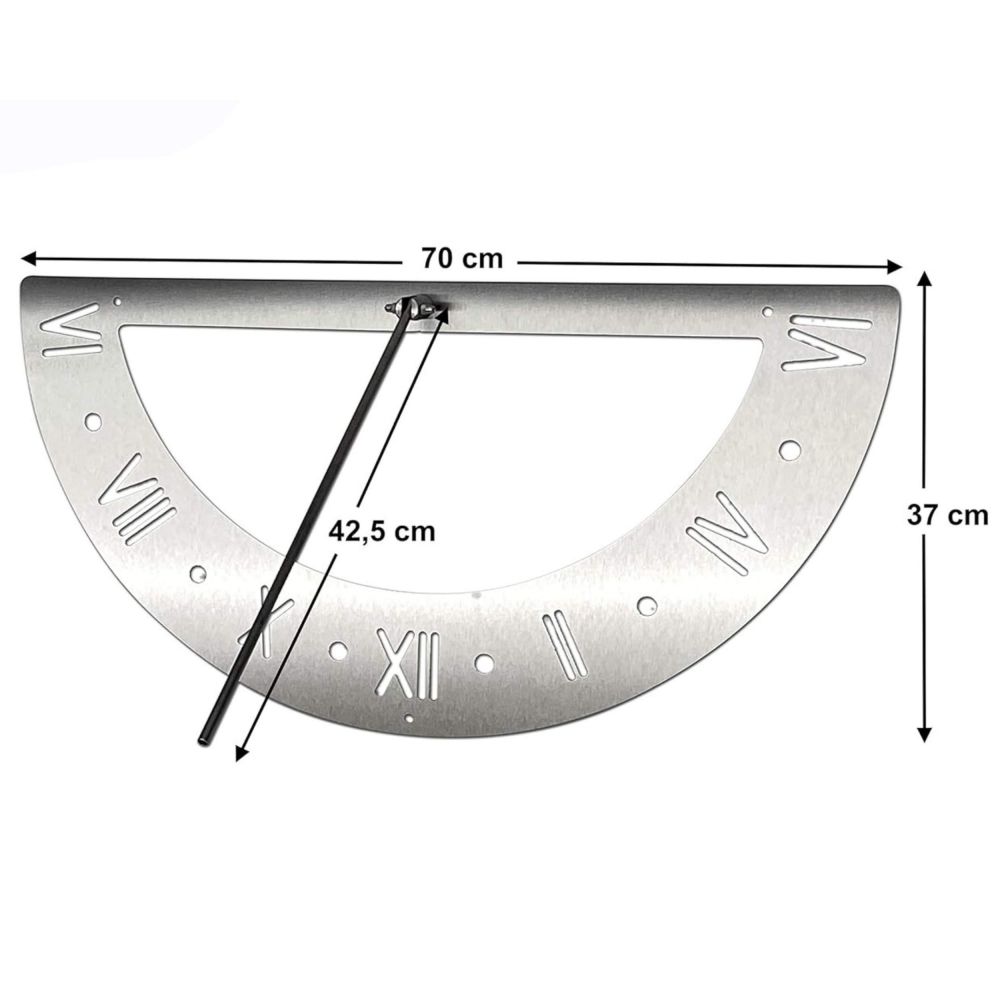 DanDiBo Sonnenuhr Edelstahl für die Wand 70 cm Rostfrei 96687 Ausrichtbar Wetterfest Gartenuhr Modern Metall