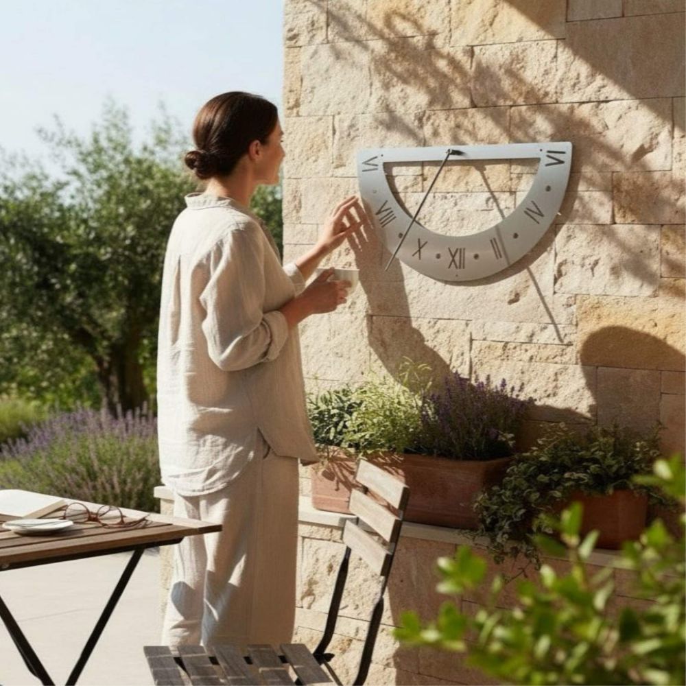 DanDiBo Sonnenuhr Edelstahl für die Wand 70 cm Rostfrei 96687 Ausrichtbar Wetterfest Gartenuhr Modern Metall