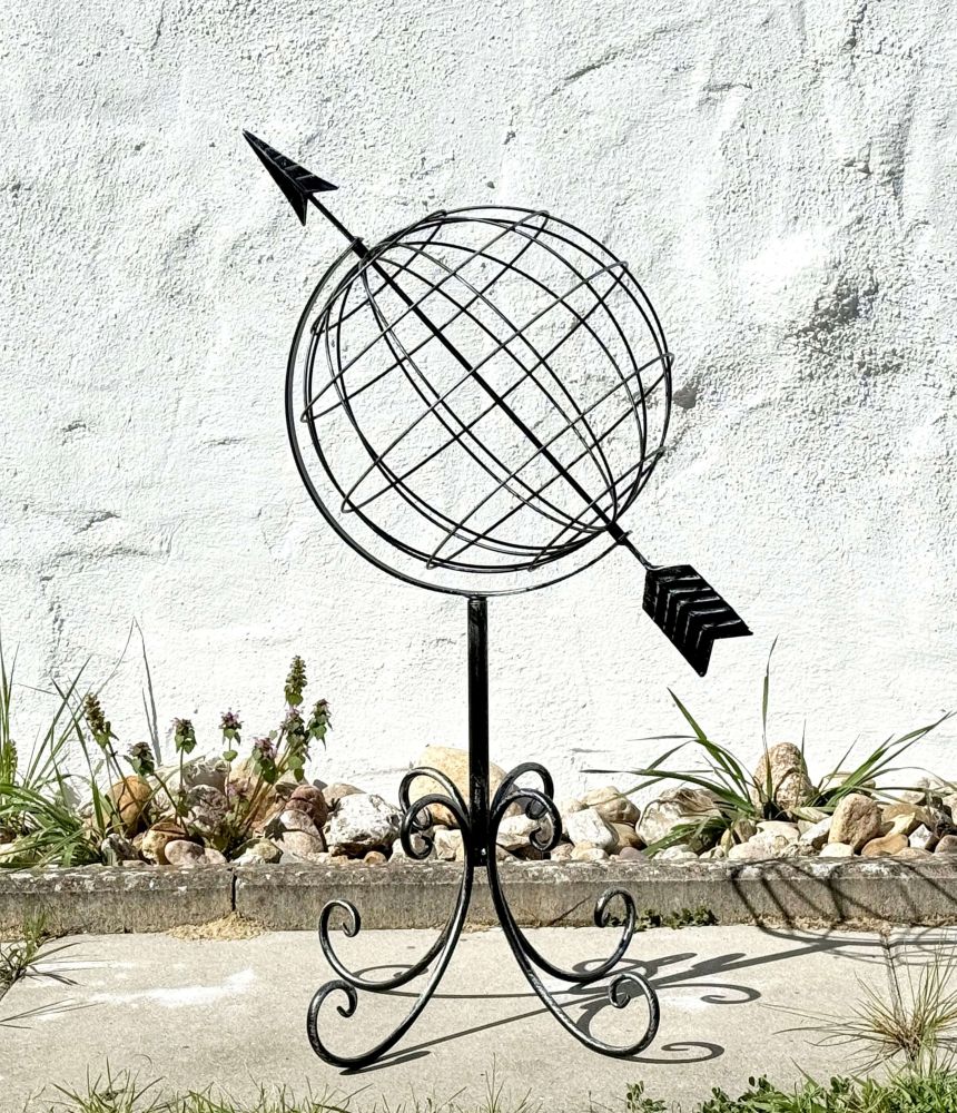 DanDiBo Sonnenuhr Garten Metall Globus 101806 Modern Stehend Sonnenuhr aus Schmiedeeisen 72 cm Gartenuhr Gartendeko