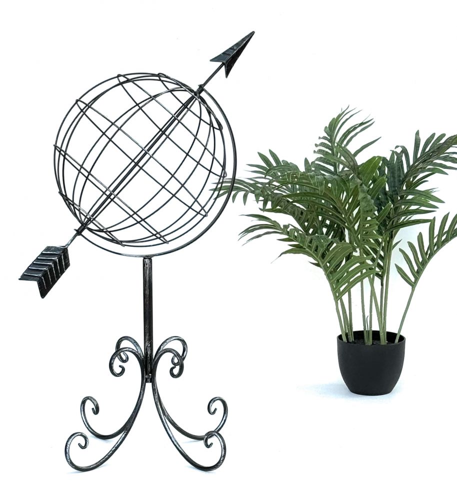 DanDiBo Sonnenuhr Garten Metall Globus 101806 Modern Stehend Sonnenuhr aus Schmiedeeisen 72 cm Gartenuhr Gartendeko