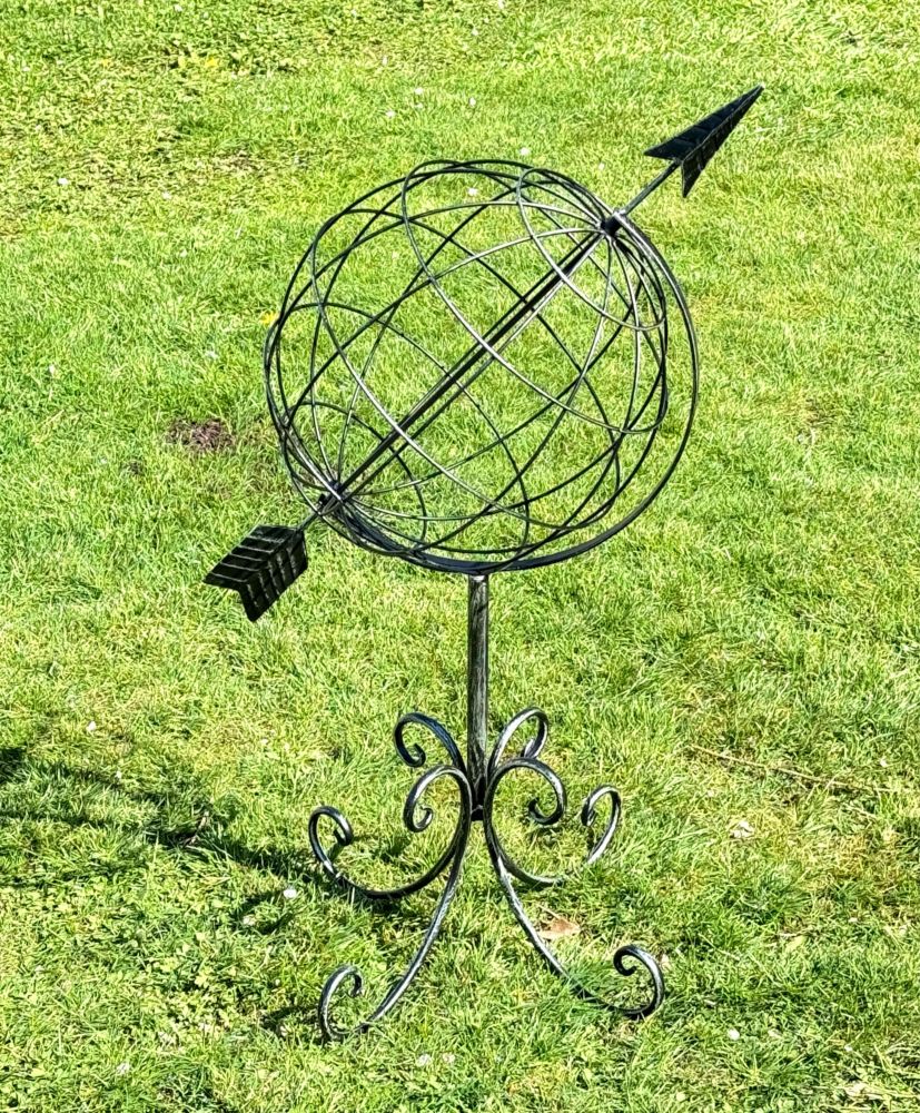 DanDiBo Sonnenuhr Garten Metall Globus 101806 Modern Stehend Sonnenuhr aus Schmiedeeisen 72 cm Gartenuhr Gartendeko