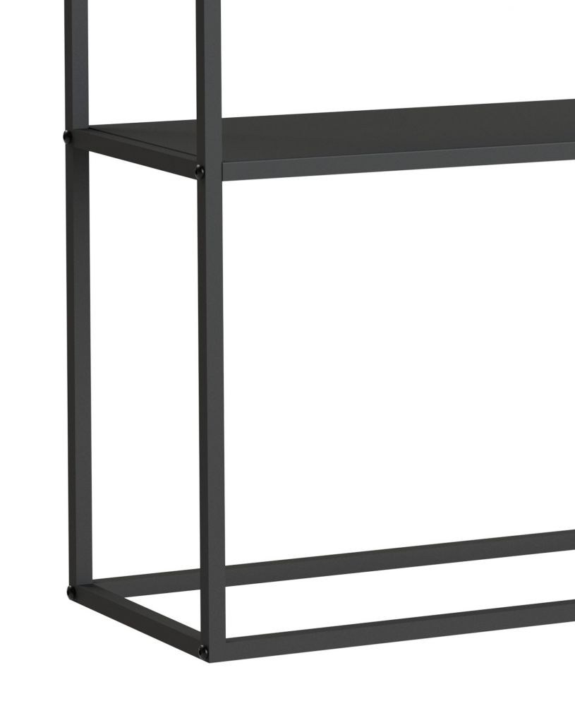 DanDiBo Konsolentisch Metall Schwarz Schmal mit 2 Ebenen Modern 80x80x25 cm Regal Stehend Standregal 96473 Metallregal mit Ablage