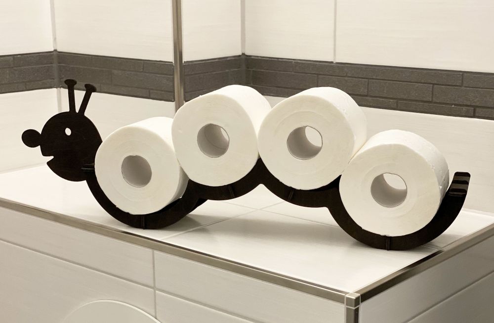 DanDiBo Toilet roll holder Wood Black Caterpillar Toilet roll holder Wall toilet roll holder Replacement roll holder