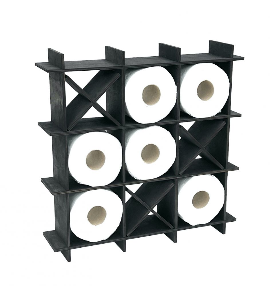 DanDiBo Toilet roll holder Black Wood Tic Tac Toe 96421 Toilet roll holder WC Freestanding Replacement roll holder Paper holder Roll holder
