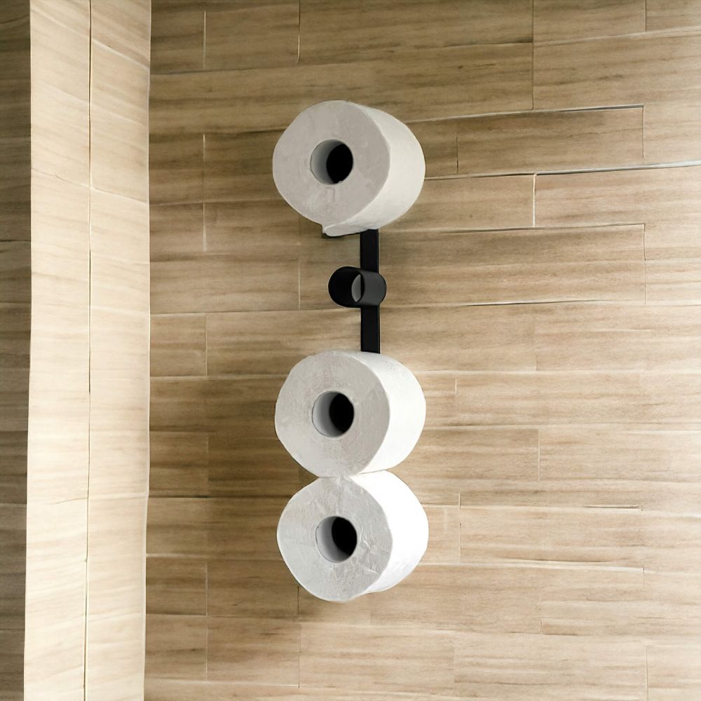 DanDiBo Toilettenpapierhalter Schwarz Wand Metall 4 Halter Unsichtbar Klopapierhalter Toilettenrollenhalter WC Rollenhalter Ersatzrollenhalter