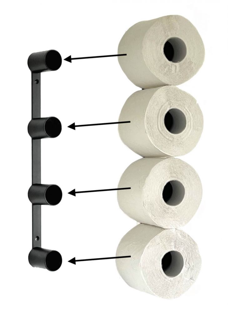 DanDiBo Toilettenpapierhalter Schwarz Wand Metall 4 Halter Unsichtbar Klopapierhalter Toilettenrollenhalter WC Rollenhalter Ersatzrollenhalter