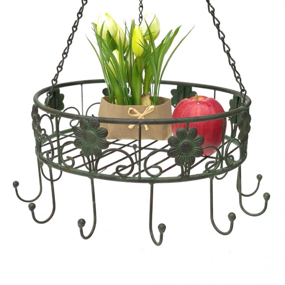 DanDiBo Pot Hanger Ceiling Rack Hanging Basket Green 96006 60 cm Hanging Shelf Sausage Crown Basket Kitchen Shelf Kitchen Crown Herb Crown