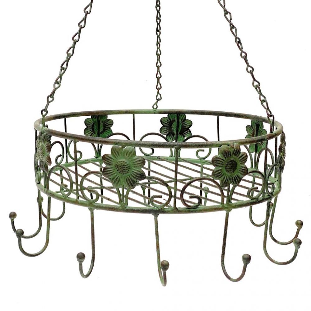 DanDiBo Pot Hanger Ceiling Rack Hanging Basket Green 96006 60 cm Hanging Shelf Sausage Crown Basket Kitchen Shelf Kitchen Crown Herb Crown