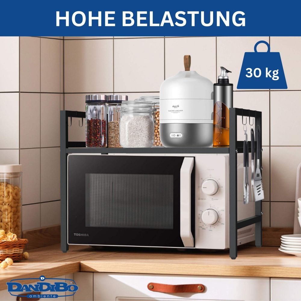 DanDiBo Adjustable Kitchen Shelf for Countertop Black Standing 2-Tier 40-64 cm Kitchen Shelf 96613 Standing Shelf
